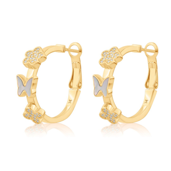 Crèoles Garden Excellence Plaqué Or 18K 3Mic & MOP