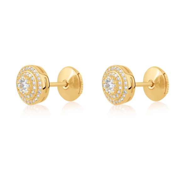 Puces d'oreilles marguerite Excellence Plaqué Or 18K 3Mic