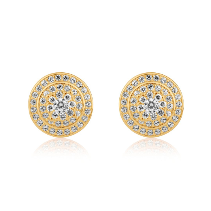 Puces d'oreilles marguerite Excellence Plaqué Or 18K 3Mic