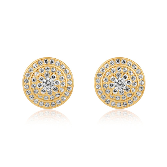Puces d'oreilles marguerite Excellence Plaqué Or 18K 3Mic