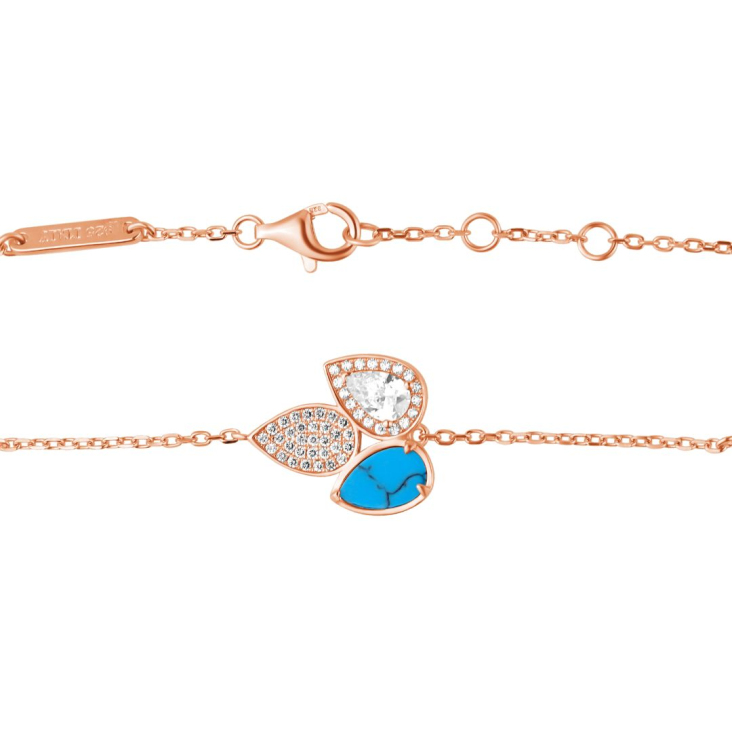 Gourmette Tulipe Excellence Argent 925 R.Gold & TRQ 2