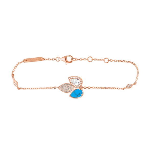 Gourmette Tulipe Excellence Argent 925 R.Gold & TRQ