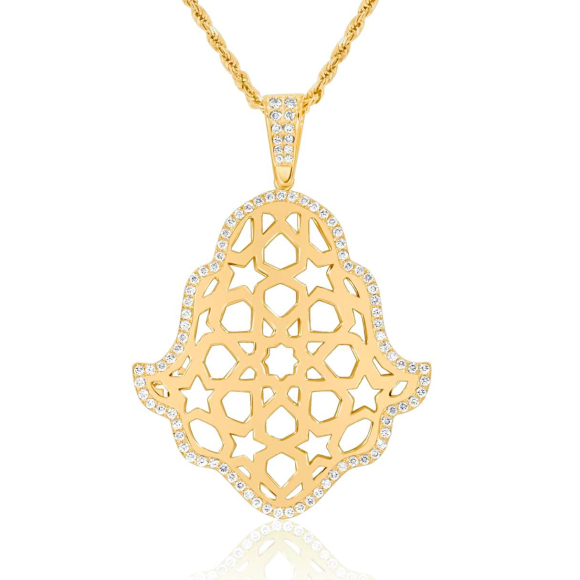 Pendentif Khmissa réversible Excellence Or jaune 750/1000 & Diamants