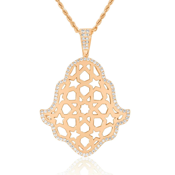 Pendentif Khmissa réversible Excellence Or rose 750/1000 & Diamants