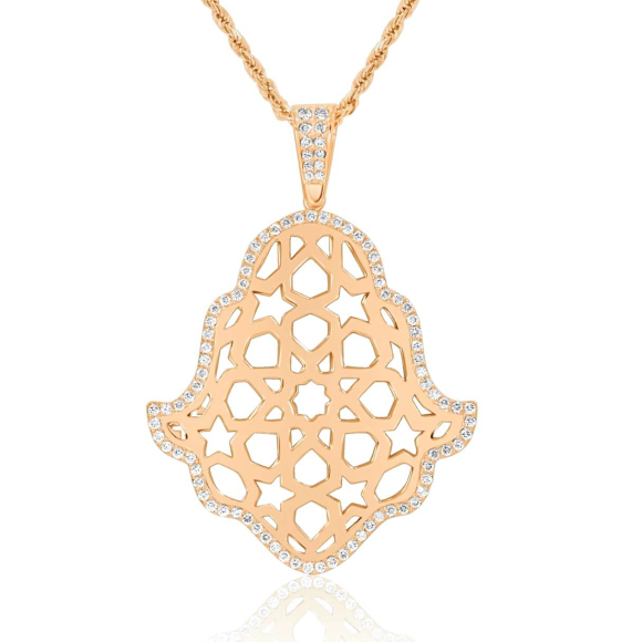 Pendentif Khmissa réversible Excellence Or rose 750/1000 & Diamants