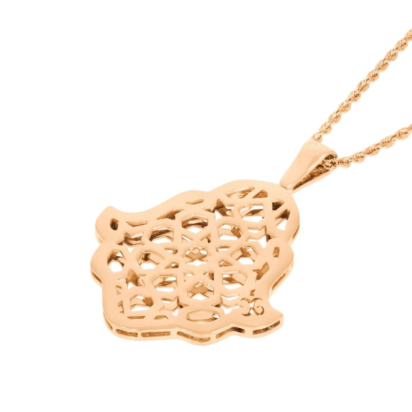 Pendentif Khmissa réversible Excellence Or rose 750/1000 & Diamants