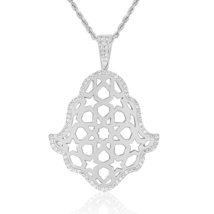 Pendentif Khmissa réversible Excellence Or gris 750/1000...