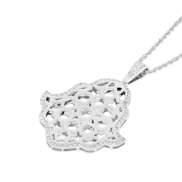 Pendentif Khmissa réversible Excellence Or gris 750/1000 & Diamants