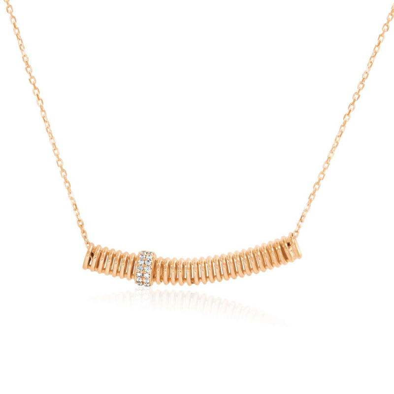 Collier tube spirale Excellence Or rose 750/1000 & Diamants