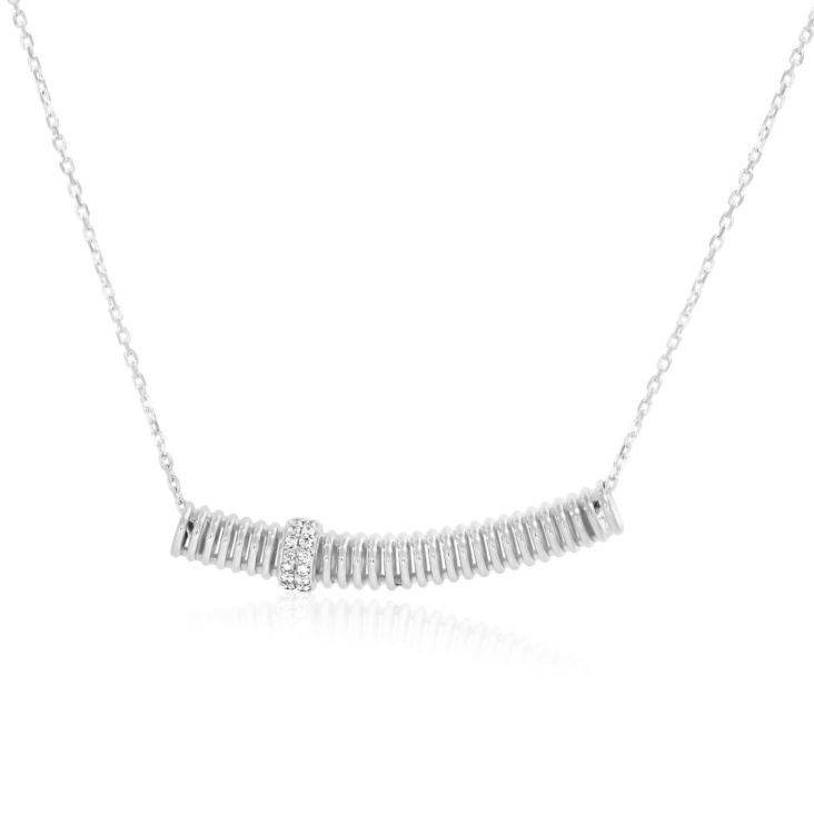 Collier tube spirale Excellence Or gris 750/1000 & Diamants