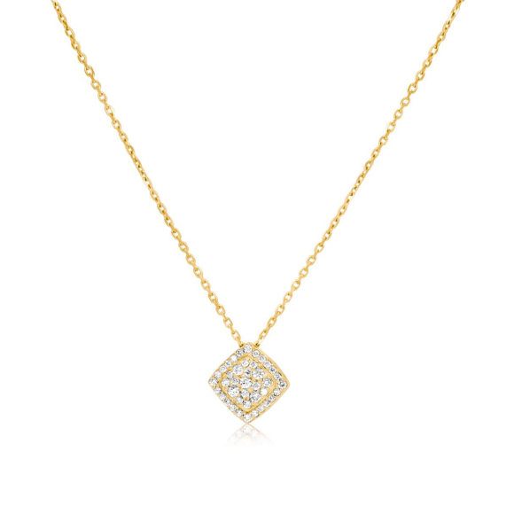 Collier pendentif carré Excellence Or jaune 750/1000 & Diamants