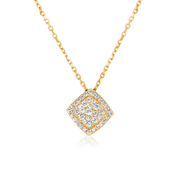 Collier pendentif carré Excellence Or jaune 750/1000 & Diamants