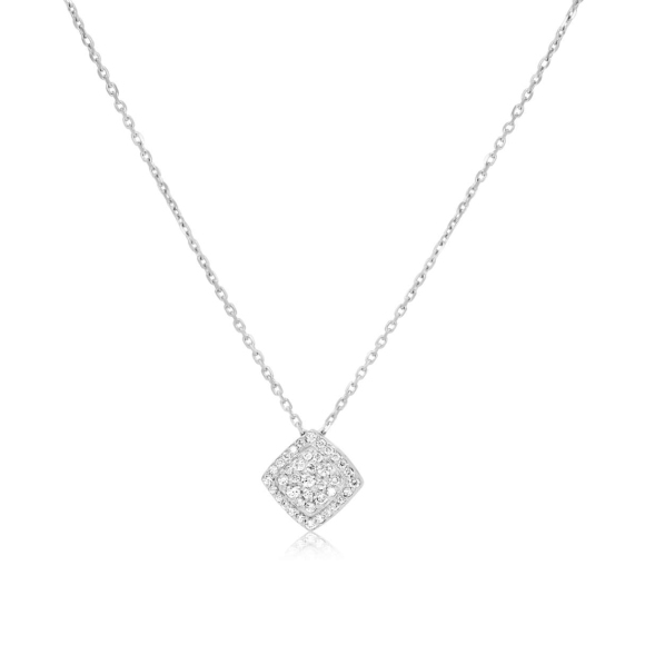 Collier pendentif carré Excellence Or gris 750/1000 & Diamants