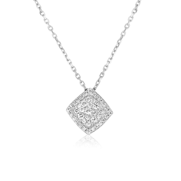 Collier pendentif carré Excellence Or gris 750/1000 & Diamants