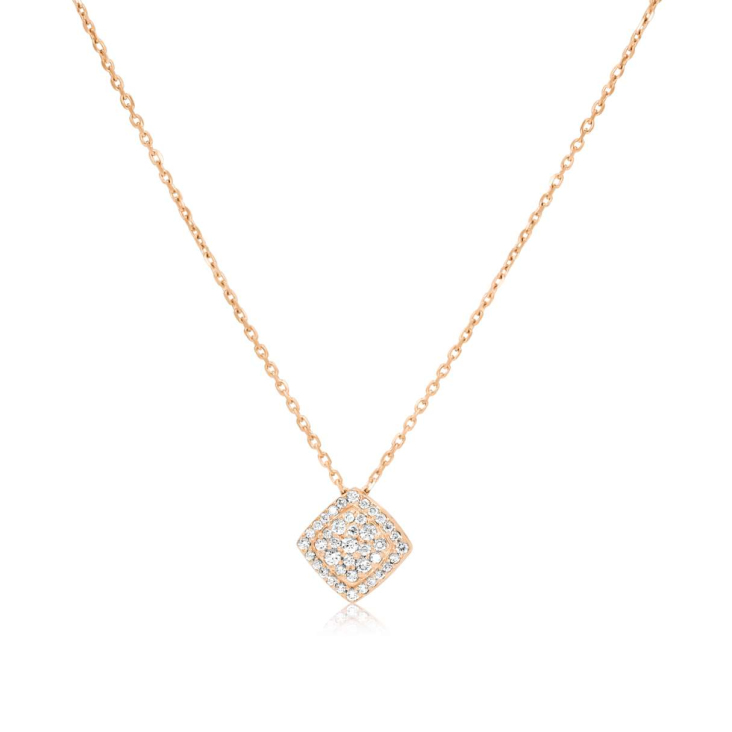 Collier pendentif carré Excellence Or rose 750/1000 &...