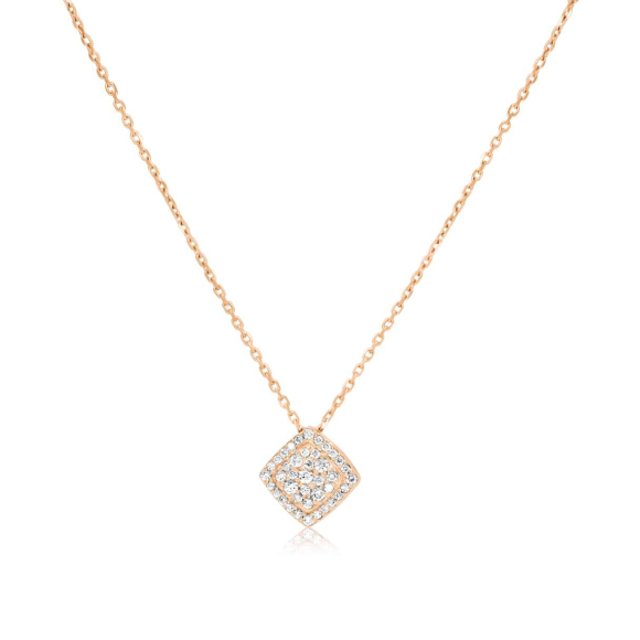 Collier pendentif carré Excellence Or rose 750/1000 & Diamants