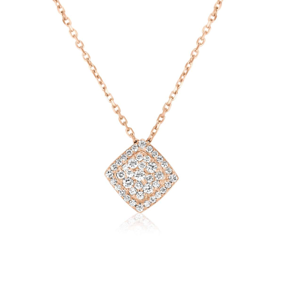 Collier pendentif carré Excellence Or rose 750/1000 & Diamants