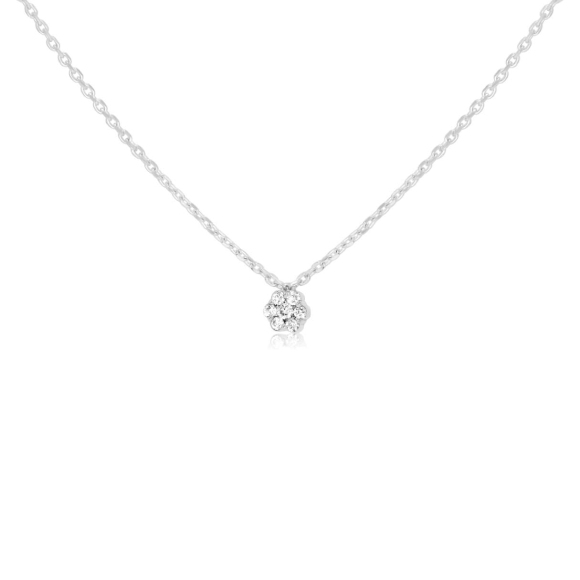 Collier marguerite Excellence Or gris 750/1000 & Diamants