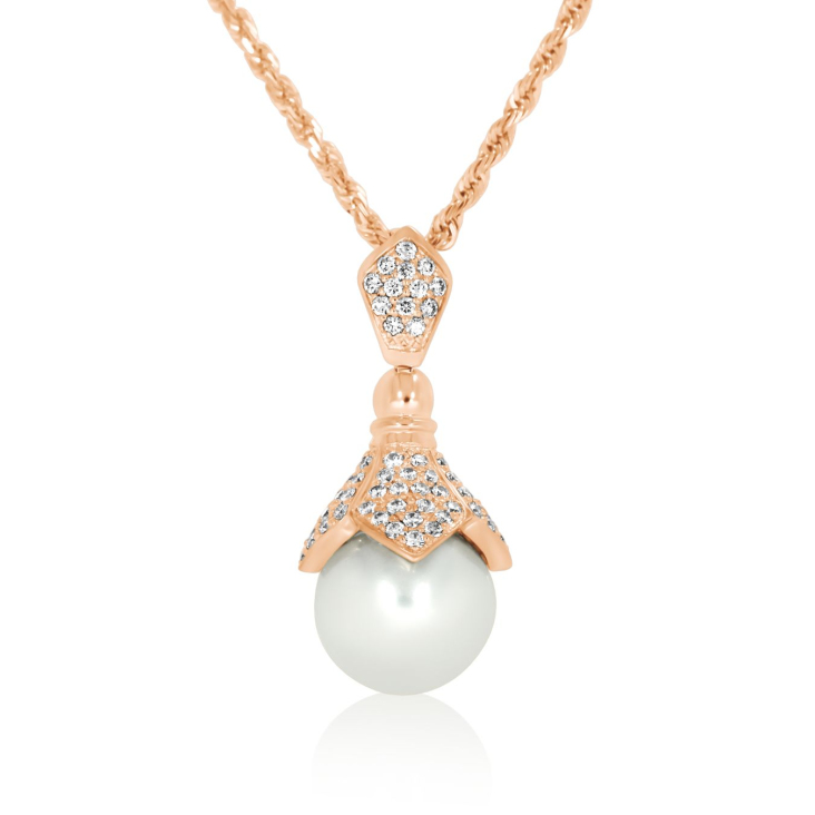 Pendentif Flower Excellence Or rose 750/1000, FWP & Diamants