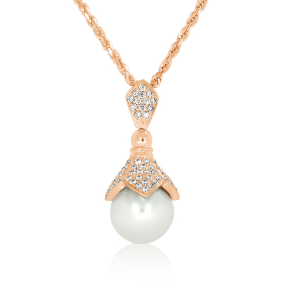 Pendentif Flower Excellence Or rose 750/1000, FWP & Diamants