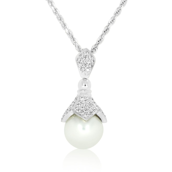 Pendentif Flower Excellence Or gris 750/1000, FWP & Diamants