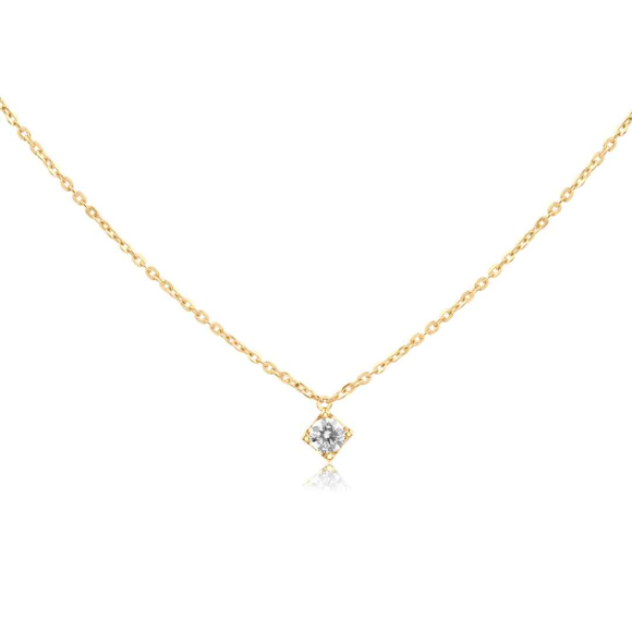 Collier solitaire Excellence Or jaune 750/1000 & Diamants