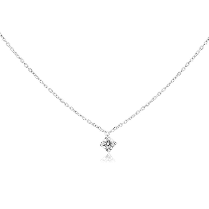 Collier solitaire Excellence Or gris 750/1000 & Diamants