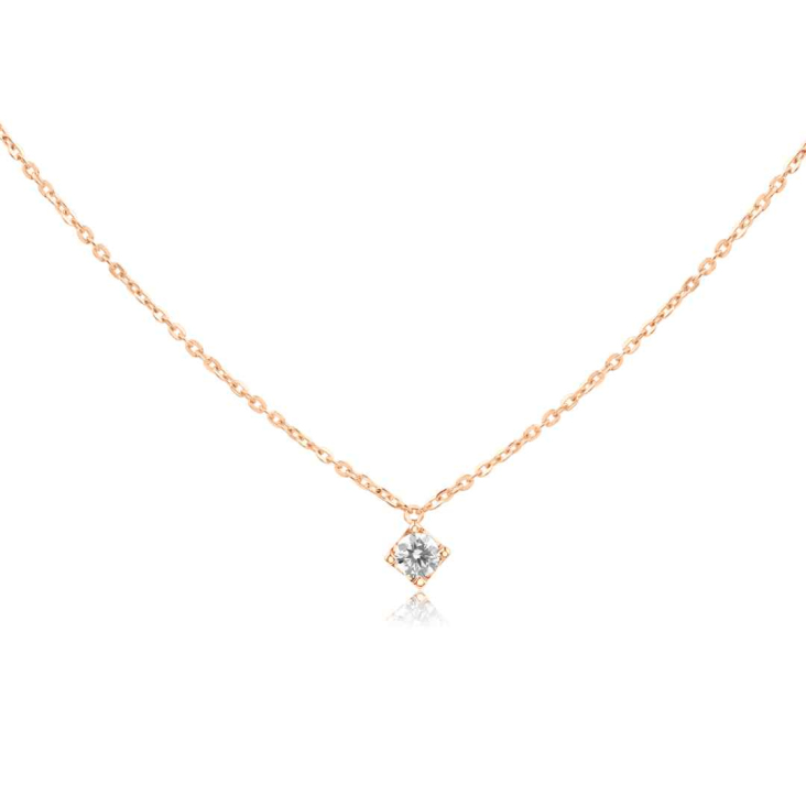 Collier solitaire Excellence Or rose 750/1000 & Diamants