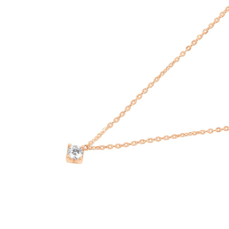 Collier solitaire Excellence Or rose 750/1000 & Diamants 2