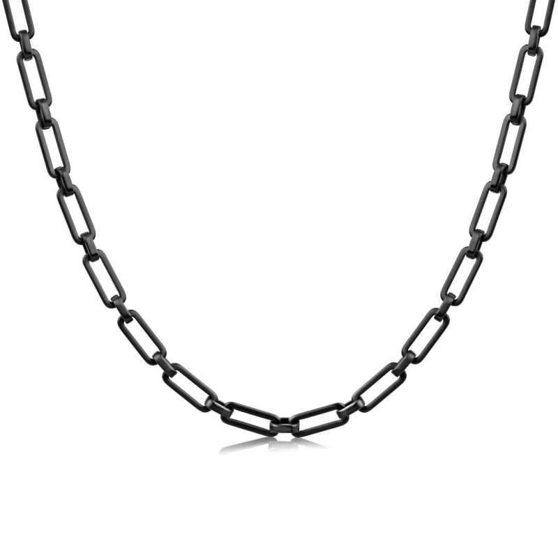 Collier maille Forçat large Acier 316L PVD noir