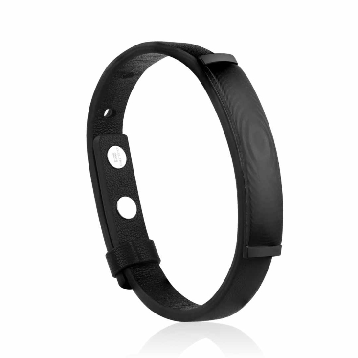 Bracelet Excellence Acier 316L, carbone & cuir