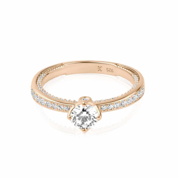 Bague solitaire Excellence Argent 925 R.Gold