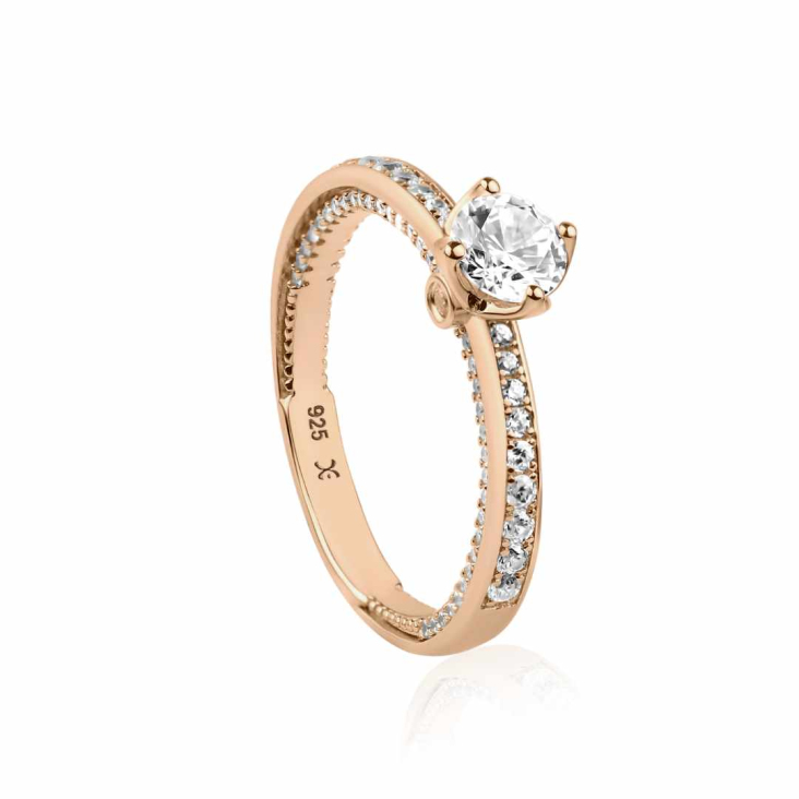 Bague solitaire Excellence Argent 925 R.Gold 2
