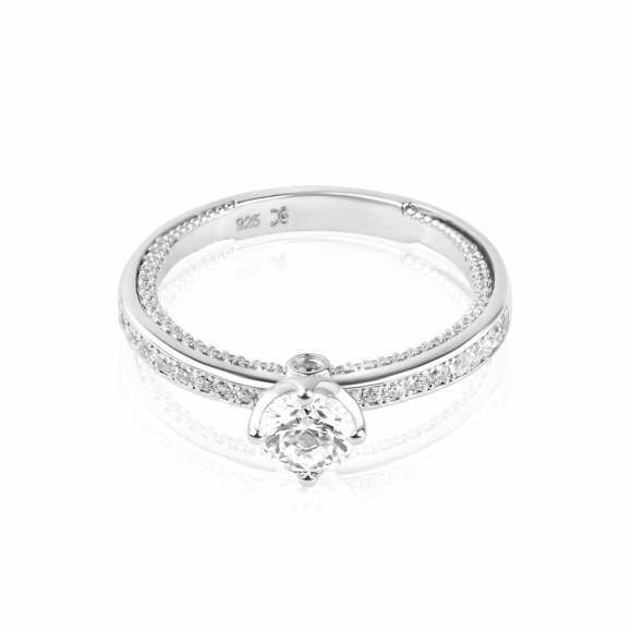 Bague solitaire Excellence Argent 925 Rhodié