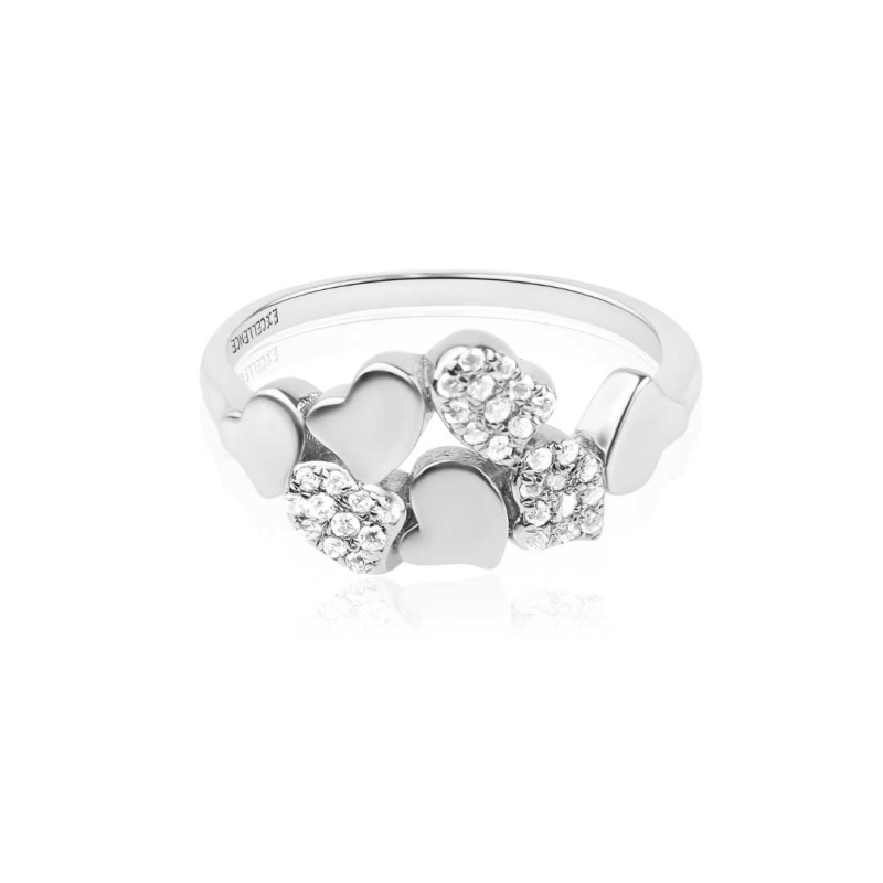 Bague multi cœurs Excellence Argent 925 Rh