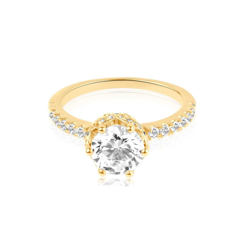 Solitaire Excellence Plaqué Or 18K 3Mic