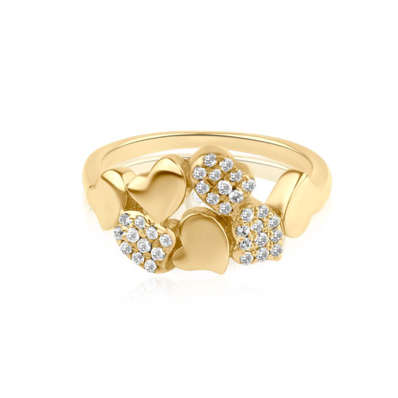 Bague multi cœurs Excellence Plaqué Or 18K 3Mic