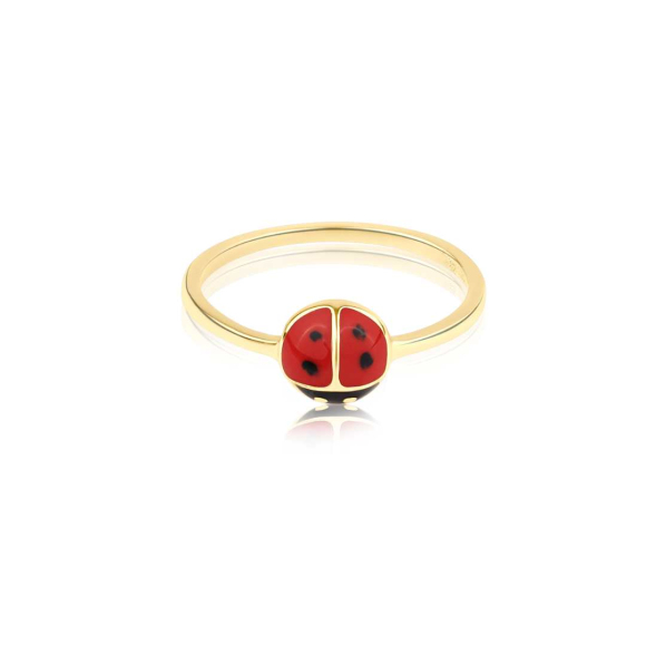 Bague coccinelle en plaqué or 3 mic