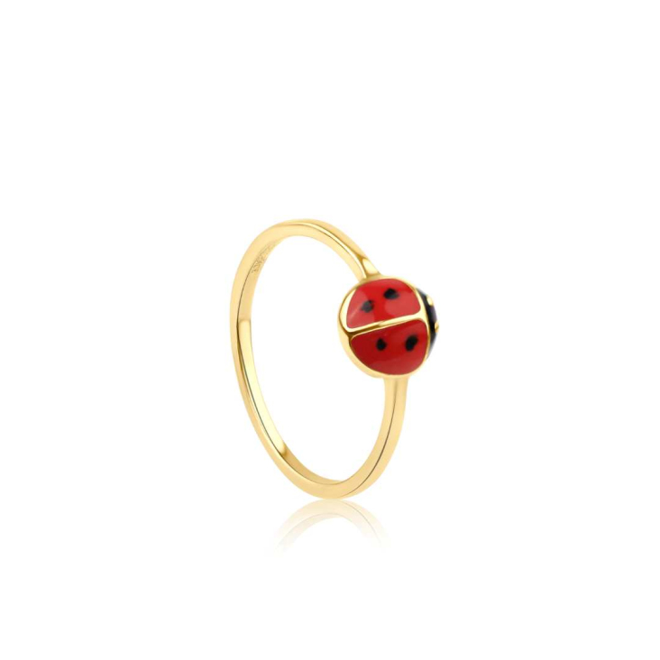 Bague coccinelle en plaqué or 3 mic 2