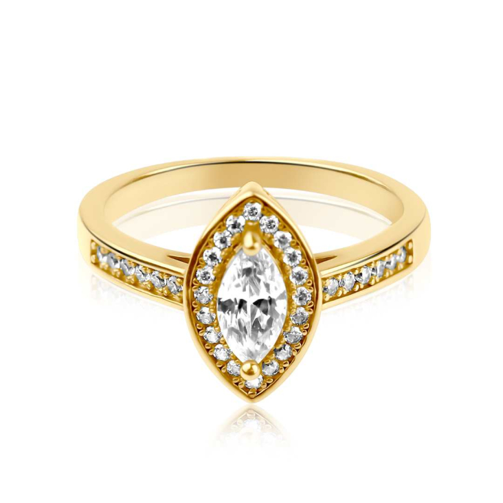 Bague marquise Excellence Plaqué Or 18K 3Mic & TP