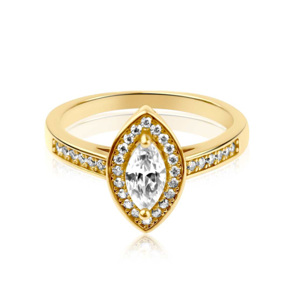 Bague marquise Excellence Plaqué Or 18K 3Mic & TP