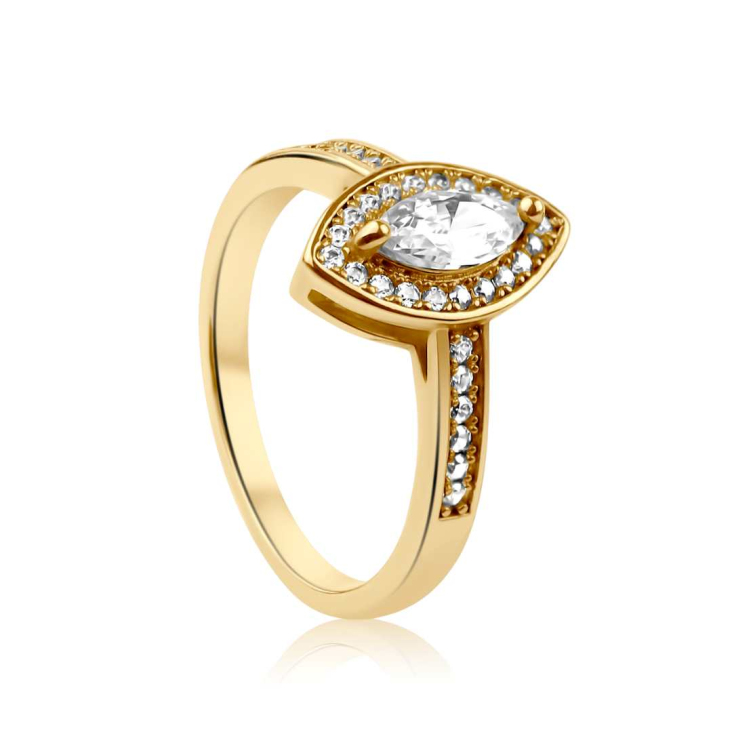 Bague marquise Excellence Plaqué Or 18K 3Mic & TP 2