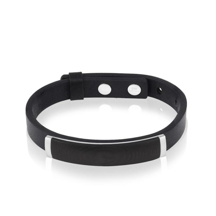 Bracelet Excellence Acier 316L, carbone & cuir