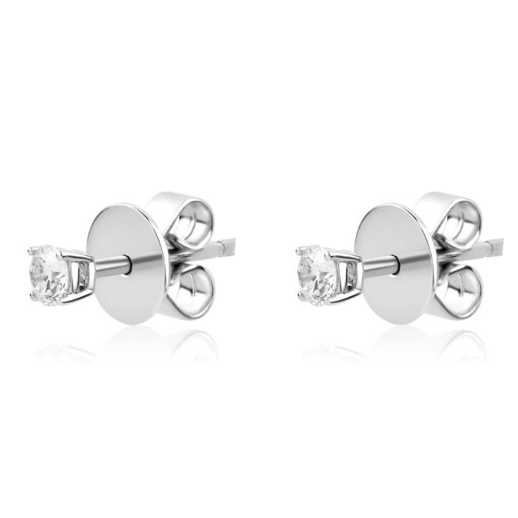 Puces d'oreilles solitaire Excellence en Or gris 750/1000 & Diamants