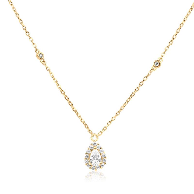 Collier poire Excellence Plaqué Or 18k 3Mic