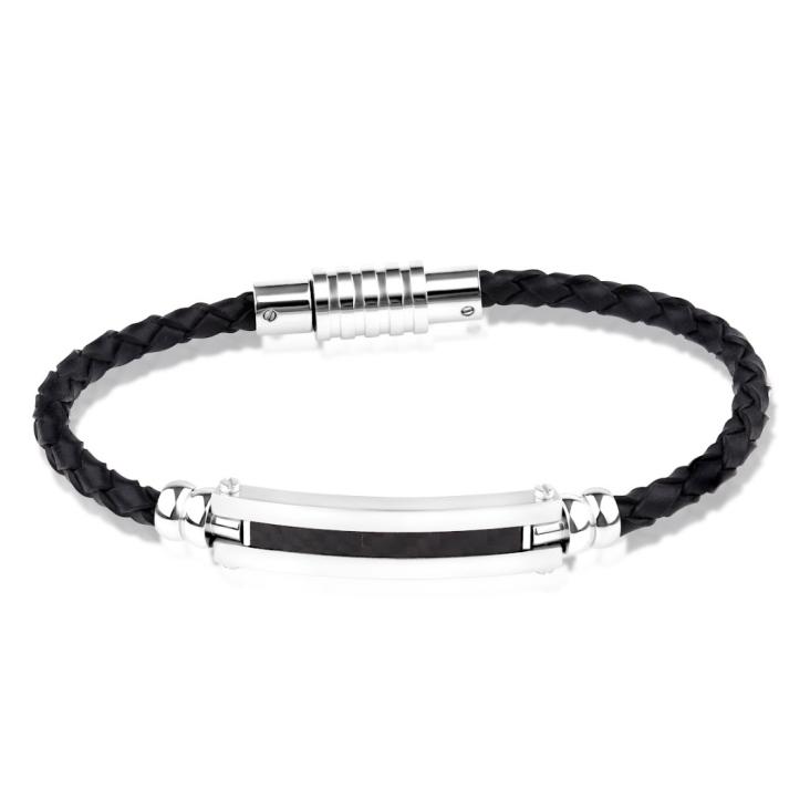 Bracelet Excellence Acier 316L & cuir tressé
