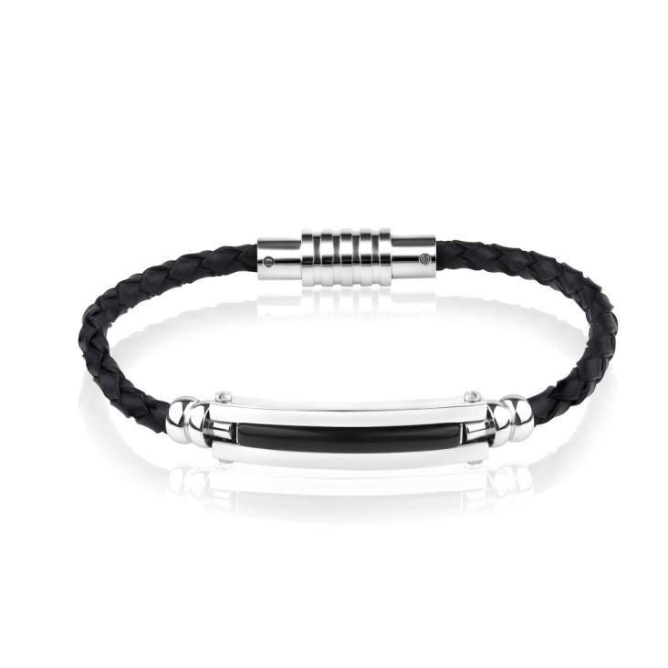 Bracelet Excellence Acier 316L & cuir tressé