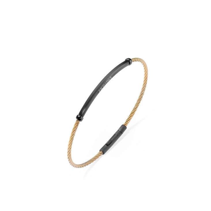 Bracelet Excellence en acier 316L PVD jaune câble tressé Small