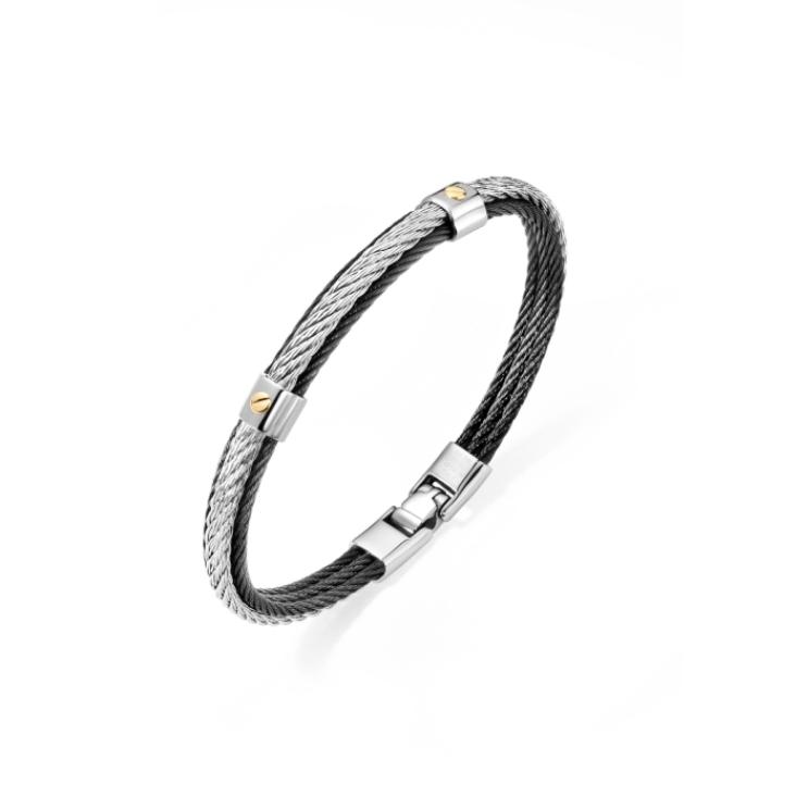 Bracelet Excellence en acier 316L PVD noir et Or 18K Small