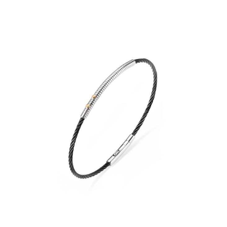 Bracelet Excellence en Acier 316L PVD Noir avec Clous Or 18K Medium